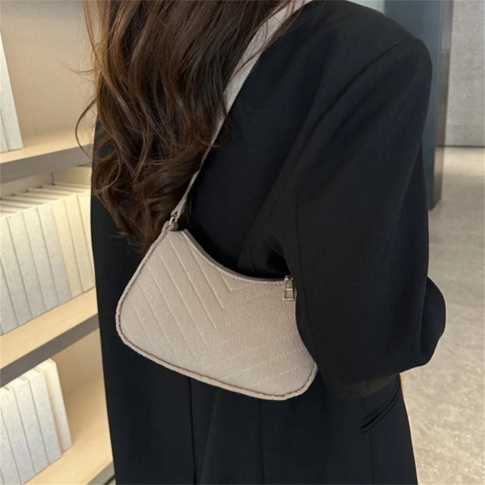 Mini bolsos de fieltro para mujer, bandoleras femeninas con textura de Color sólido, informales, ligeros, 2023