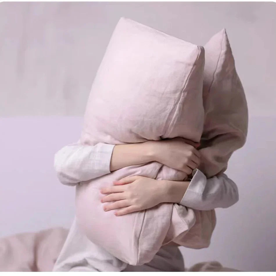 Funda de almohada de lino de 2 uds, fundas de almohada tipo sobre suaves y cómodas de lino Natural francés, decoración del hogar, funda de almohadas para dormitorio para todas las estaciones
