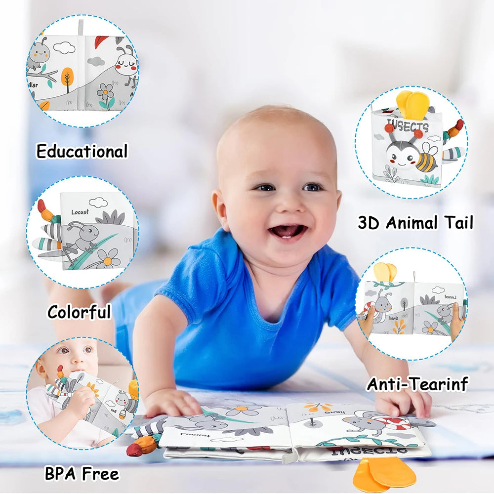 Libros suaves para bebés, juguetes 3D con tacto y sensación de tela arrugada, libros para bebés, niños, tacto y sensación arrugada, regalos para niños pequeños