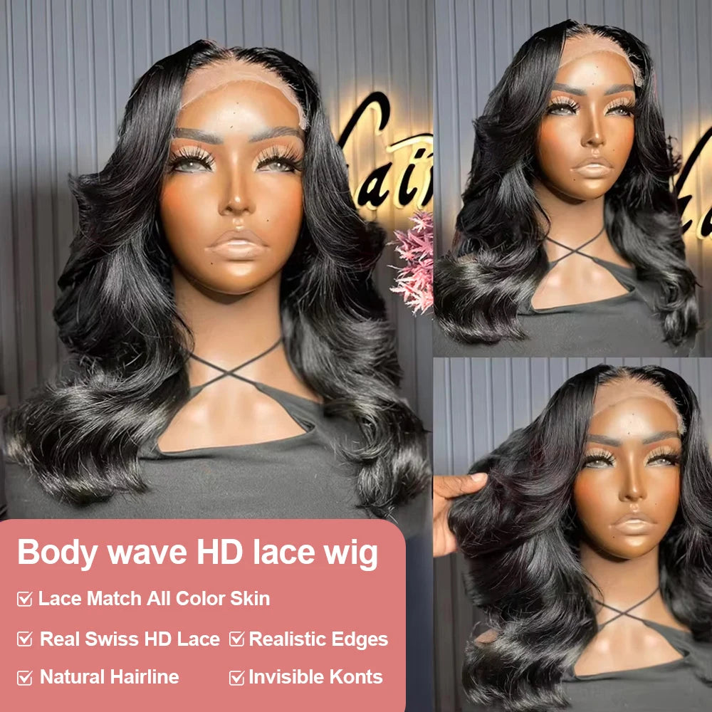250% Bob corto sin pegamento Wear And Go pelucas de cabello humano ondulado listo para ir precortado 13x6 HD peluca Frontal de encaje cabello humano para mujeres