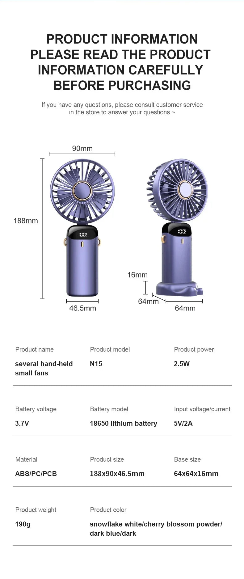 Mini ventilador de mano de 5000mAh, inalámbrico, recargable por USB, portátil, pantalla Digital, soporte para teléfono, ventilador plegable de 5 velocidades para colgar en el cuello