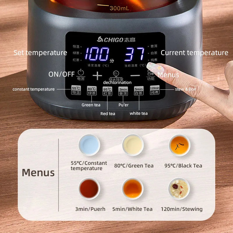 Hervidor de Agua Eléctrico Multifuncional de 1300 ml con Vaporizador, Regulador de Temperatura Constante para Leche de Bebé, Hervidor Termostático de 72 h