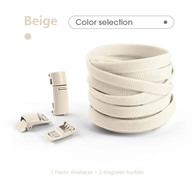 Cordones Elásticos para Zapatillas, Cordones Planos de Algodón, Cordones con Hebilla Magnética Mejorada, Cordones sin Atar para Niños y Adultos