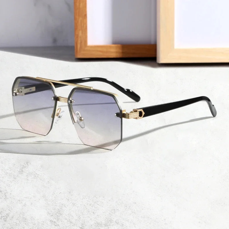VBCX Gafas de sol de lujo a la moda para hombres y mujeres, gafas de sol retro para exteriores con protección UV400, gafas de sol unisex en 8 colores, gafas clásicas de medio marco