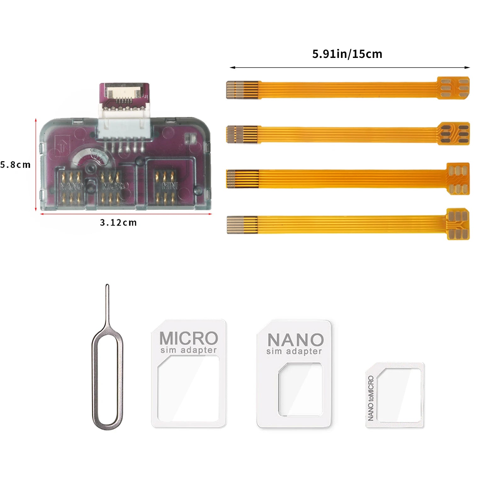 Herramienta de activación de tarjetas IC para teléfono TPC 4 en 1, adaptador de extensión de tarjeta universal, convertidor de tarjeta Micro SIM para iPhone y Android.