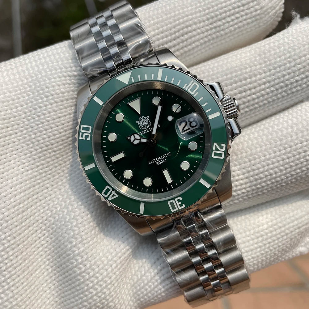 STEELDIVE SD1953 41MM clásico agua fantasma calendario lupa NH35 movimiento mecánico BGW9 superluminoso 30Bar reloj impermeable