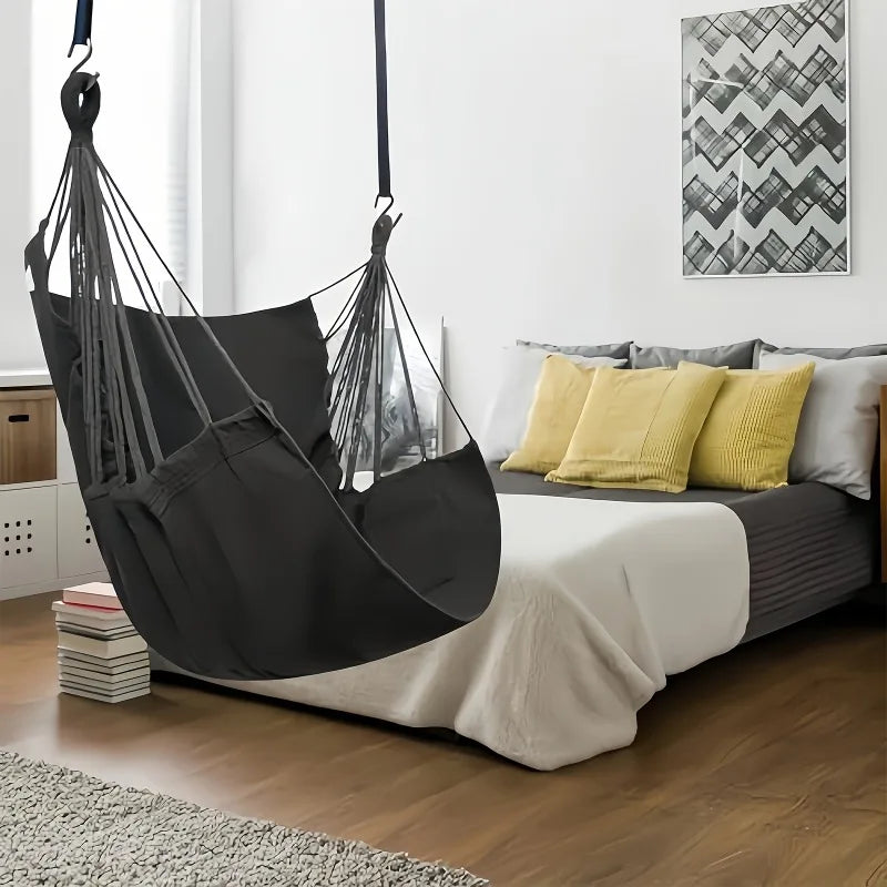 Hamaca de tela de ocio, silla columpio para exteriores, hamaca para dormitorio, hamaca antivuelco (con bolsa de almacenamiento, 1 ud.