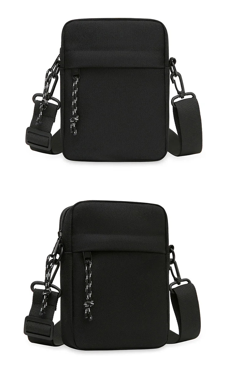 Bandolera pequeña de lona con cremallera para hombre, bolso de hombro cruzado Simple, Mini bolso para teléfono
