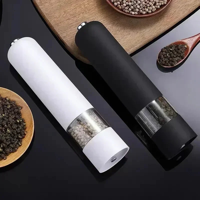 Molinillo eléctrico automático de pimienta y sal con luz LED, molinillo de especias de aspereza ajustable, herramienta de cocina
