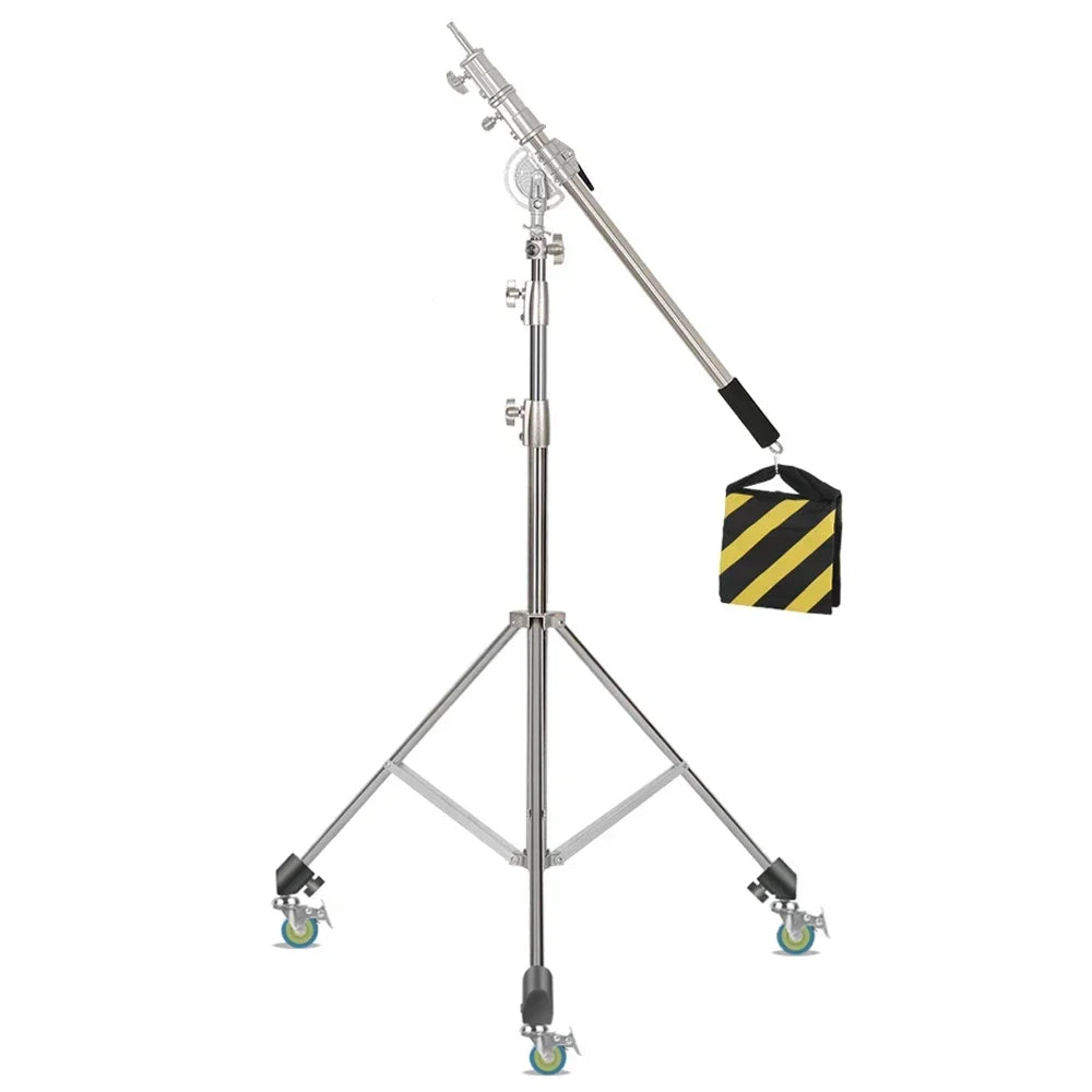Trípode extensible SH de 190cm con tornillo y ruedas de 1/4, control remoto por Bluetooth para cámara DSLR, trípode de micrófono con luz de relleno para teléfono inteligente