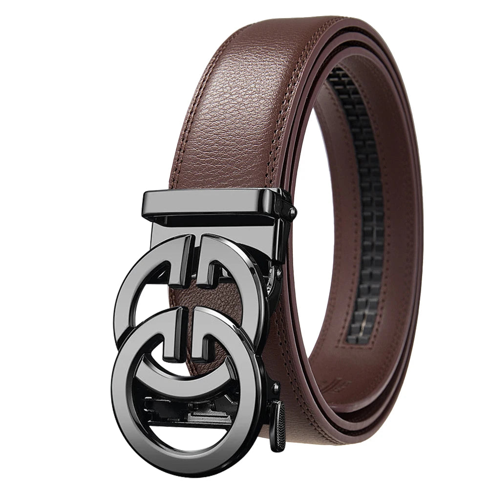 Cinturón de marca de lujo para hombre, cinturón de cuero genuino de alta calidad, cinturón automático para hombre, cinturón informal de negocios para hombre
