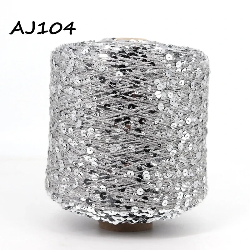 Cooamuu-Hilo de lentejuelas de algodón de lujo, hilo para tejer a mano, 500G/bobina, 3MM + 6MM, accesorios de lentejuelas