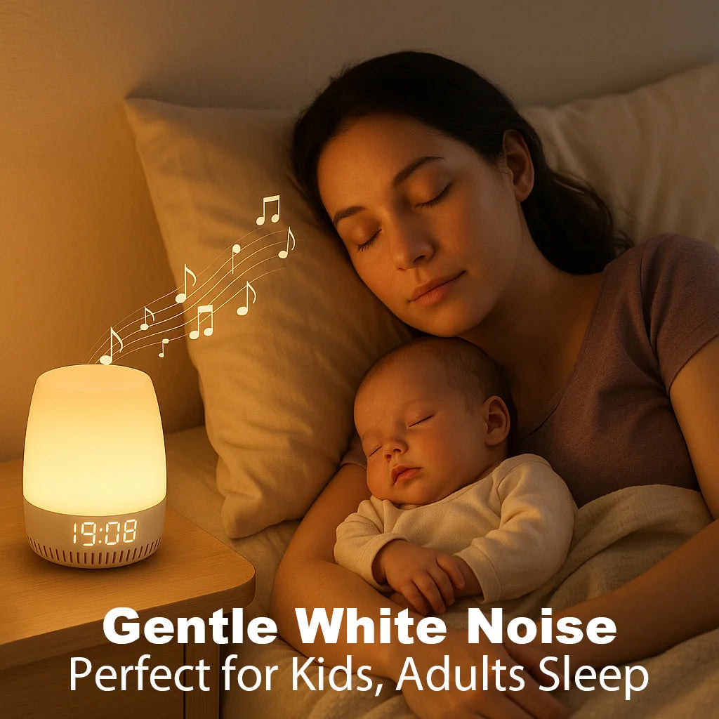 Máquina de Ruido Blanco para Dormir con Luz Nocturna, Máquina Portátil de Sonidos para Dormir, 19 Sonidos Relajantes para el Hogar, Viajes y Relajación