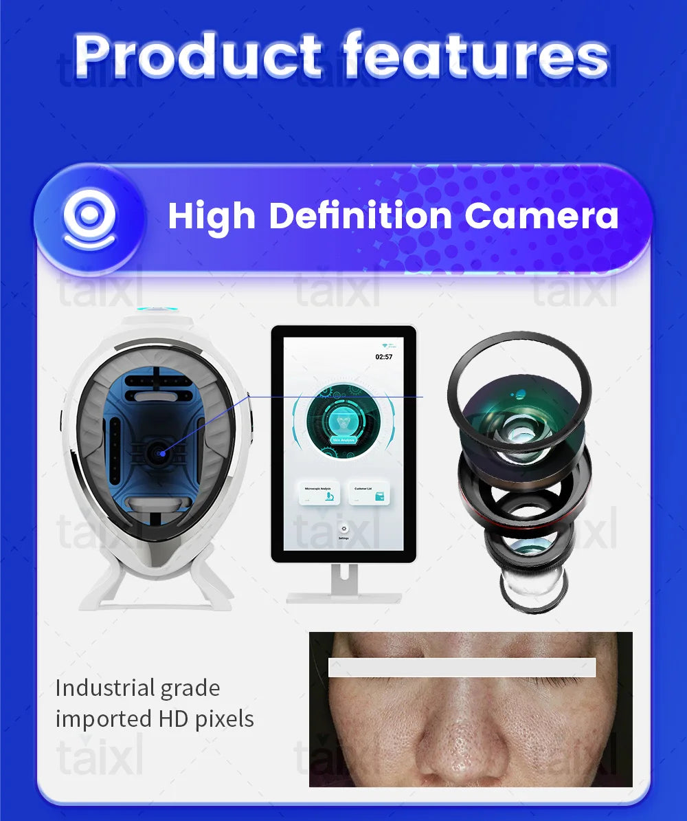 Escáner de piel 3D, analizador facial para el cuidado, máquina de Monitor, espejo mágico, prueba portátil, Detector en inglés, análisis de prueba de cámara facial