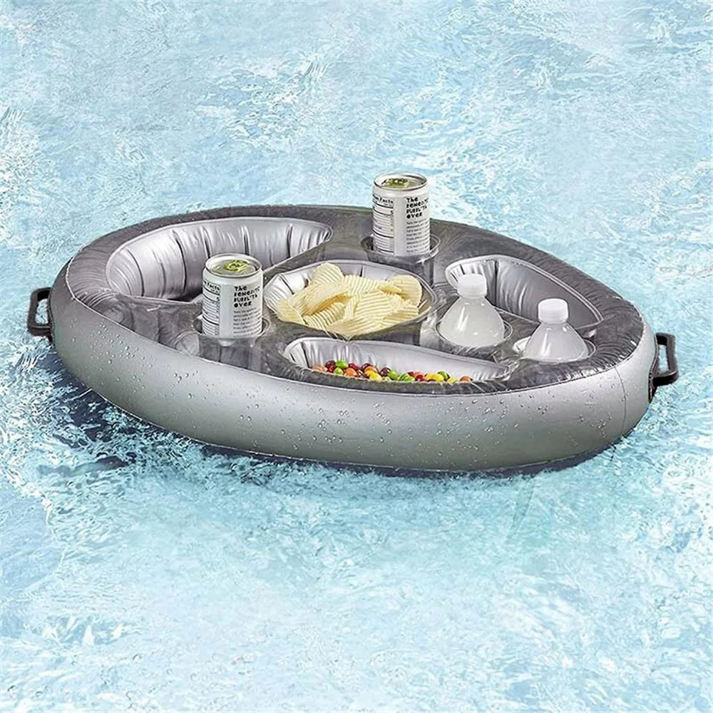 Mesa Enfriadora Flotante para Piscina, Bandeja de Bar Flotante, Colchón de Piscina, Soporte para Comida y Bebidas, Accesorio para Piscina