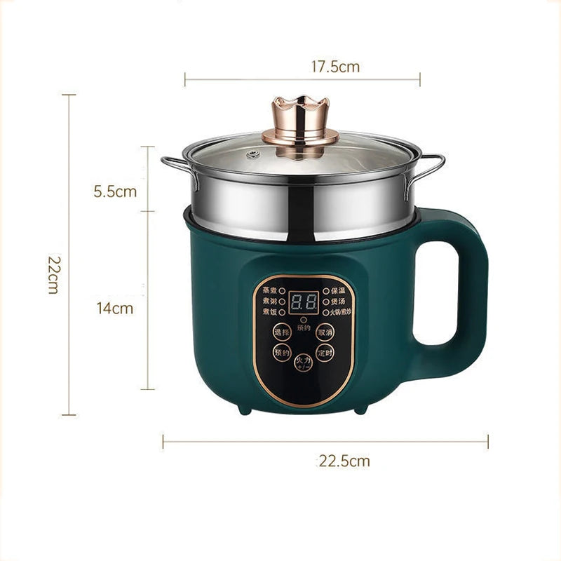 Olla caliente eléctrica, multicocina, estofado, huevos, sopa, fideos, vaporizador, ollas arroceras, olla de cocina, enchufe europeo