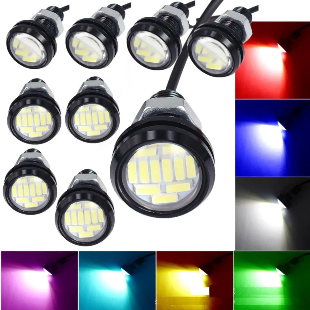 10 Uds 23mm Eagle Eye 4014 12SMD 12V bombilla antiniebla DRL para coche lámpara de señal de estacionamiento de respaldo de marcha atrás automática