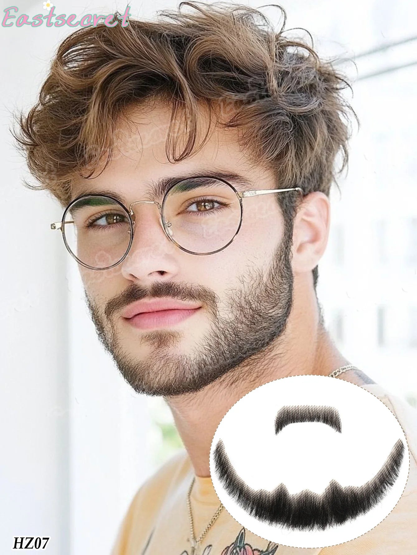 Bigote falso de barba de encaje sintético para hombres, bigote hecho a mano por pelo Real, Cosplay, encaje sintético, barbas invisibles