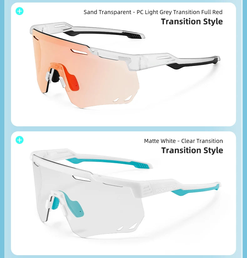 ROCKBROS-gafas de sol polarizadas y fotocromáticas para ciclismo, lentes deportivas para bicicleta de montaña y carretera, protección UV400