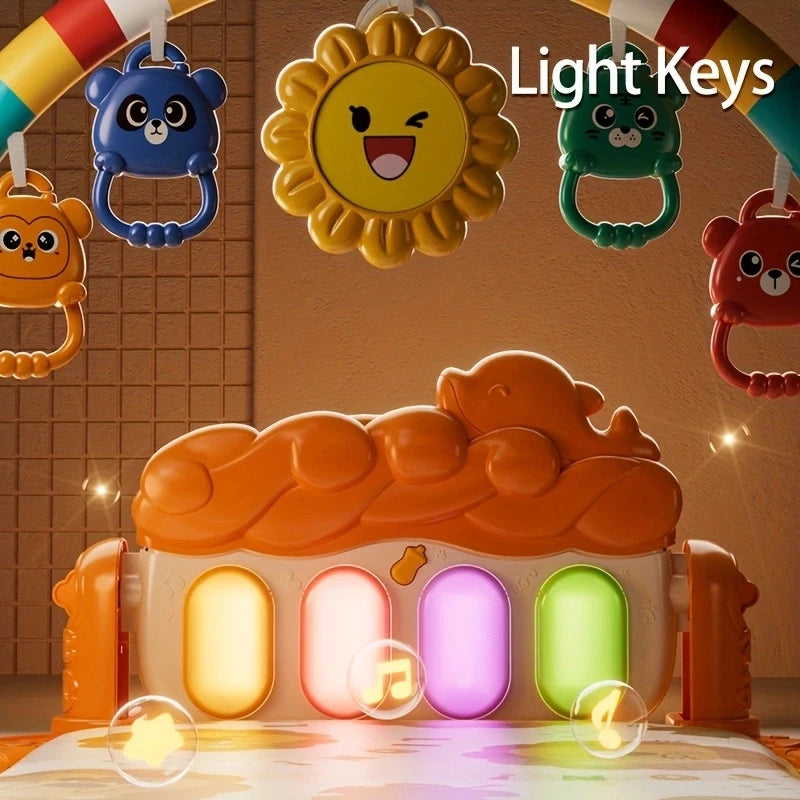 Alfombra de piano para bebé, con colgantes y sonido y luz, puede cultivar la visión y gatear, es un regalo navideño.