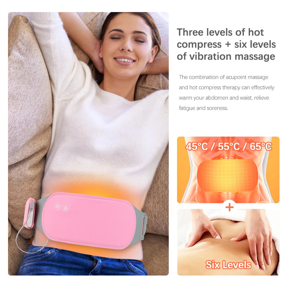 Almohadilla calefactora Menstrual, masajeador Abdominal eléctrico, cinturón de cintura calentado por vibración, cinturón calentador de útero USB para mujeres, cuidado de los períodos