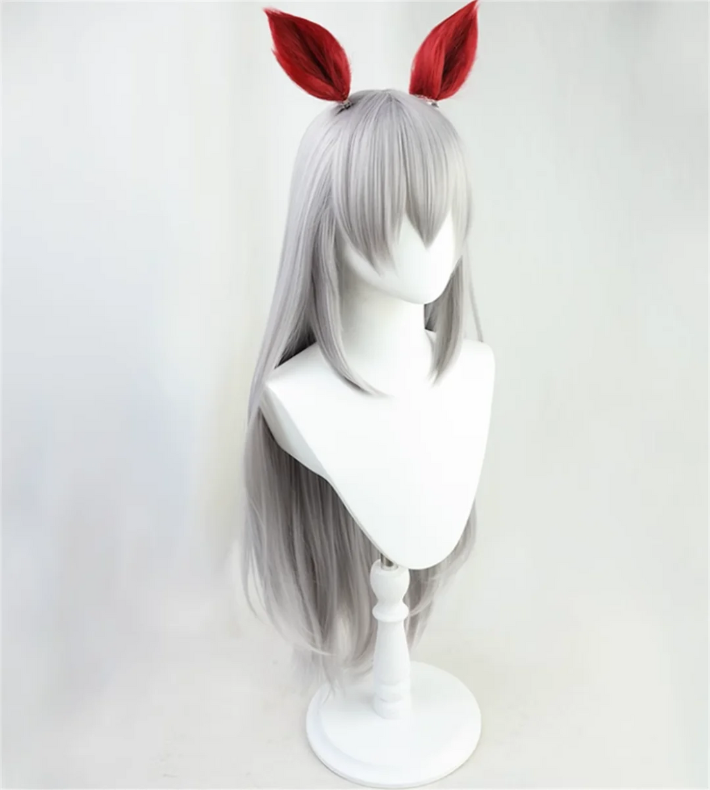 Cosplay Uma Musume Pretty Derby Tamamo Cross peluca Anime juego fiesta peluca gris plata peluca larga y recta ﻿