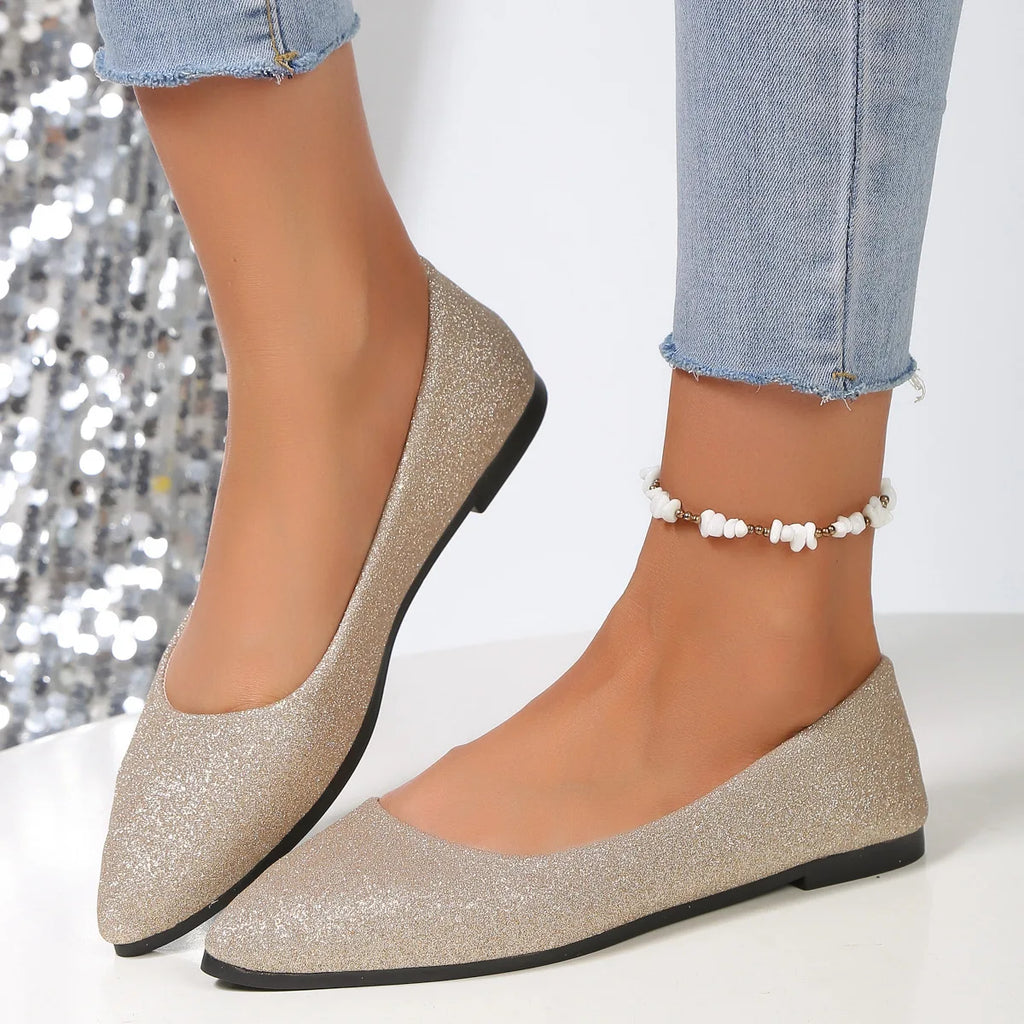 Nueva llegada 2024 zapatos de verano bonitos y a la moda con punta estrecha para mujer, zapatos planos de bailarina, zapatos informales cómodos para mujer
