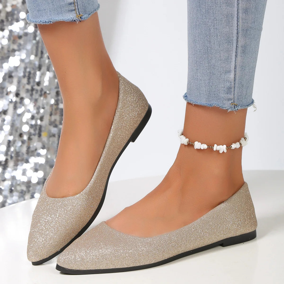 Nueva llegada 2024 zapatos de verano bonitos y a la moda con punta estrecha para mujer, zapatos planos de bailarina, zapatos informales cómodos para mujer