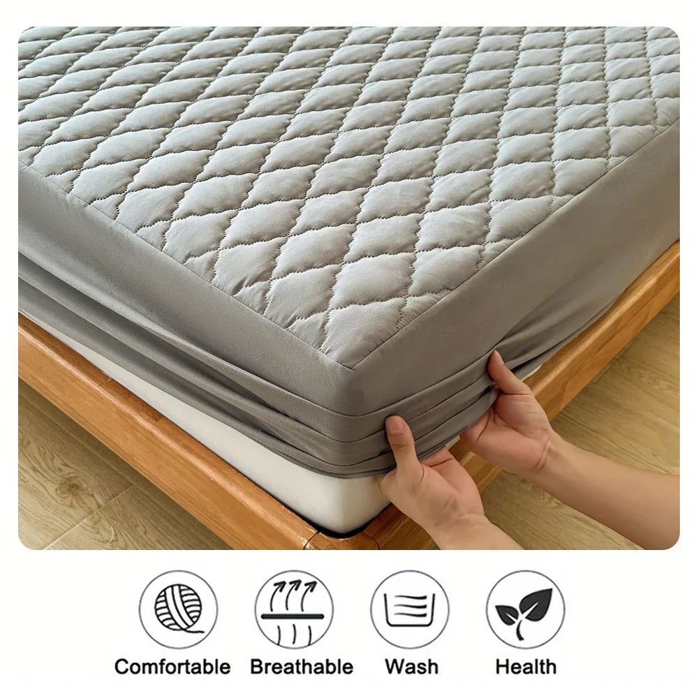 Fundas protectoras para colchón impermeables de color puro (2/3 piezas). Funda acolchada antiorín, antideslizante y total cubierta.
