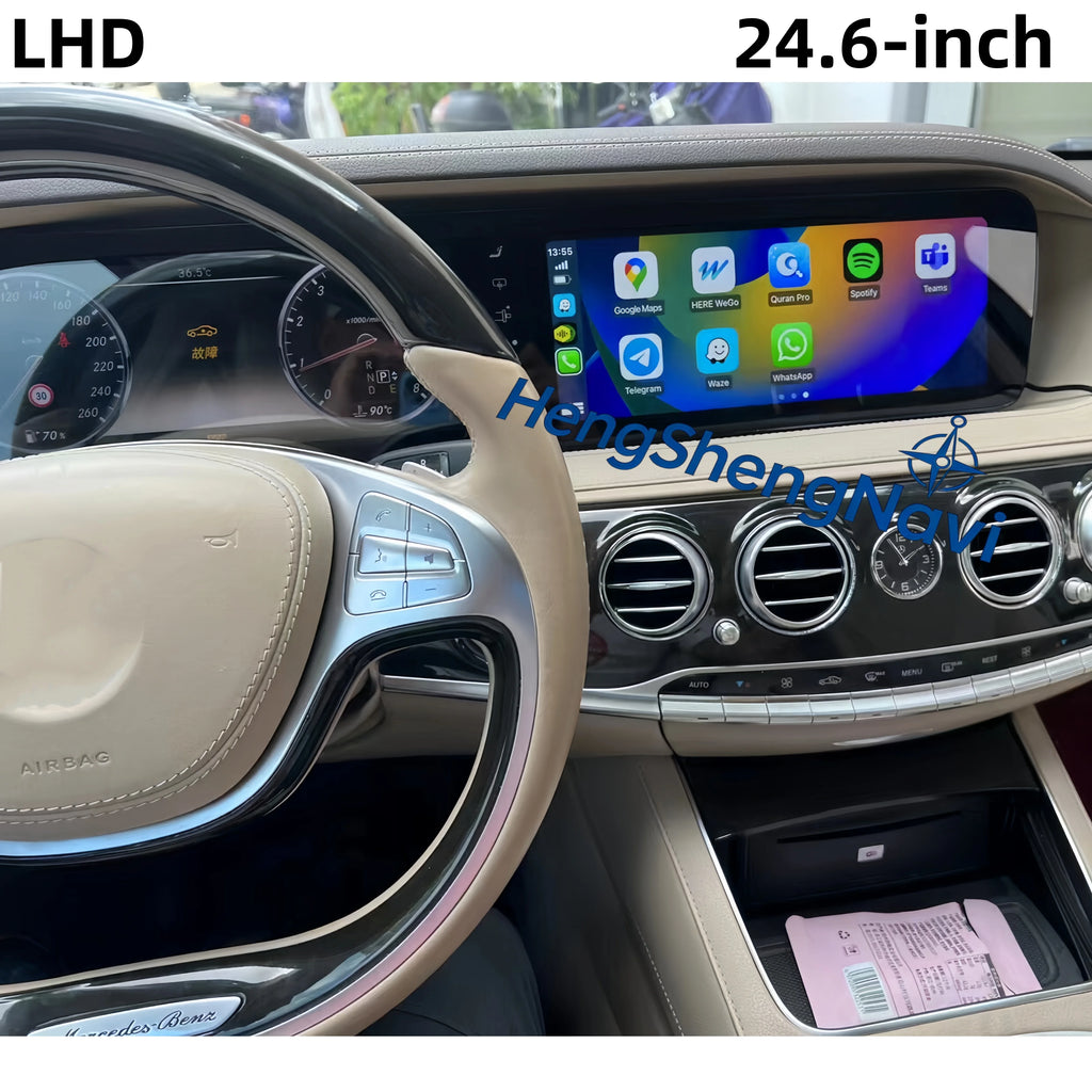 Radio para Auto Android Auto + Pantalla Digital Dual de 24.6 Pulgadas para Mercedes Benz Clase S W222 2014-2020 Reproductor Multimedia Estéreo Carplay