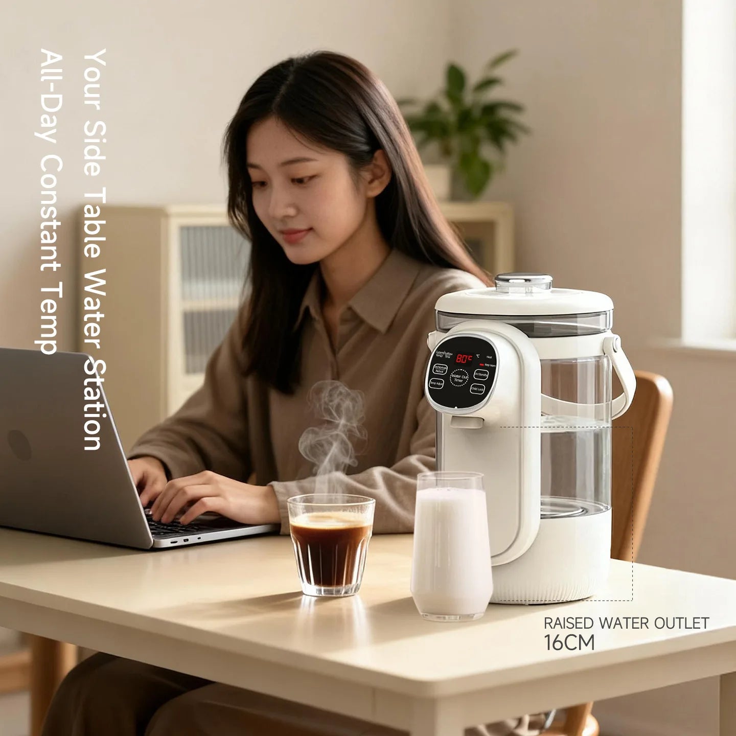 Hervidor eléctrico de 3,5 l, olla eléctrica automática para mantener el calor, ajuste de temperatura de 12 niveles, dispensador de agua multifunción