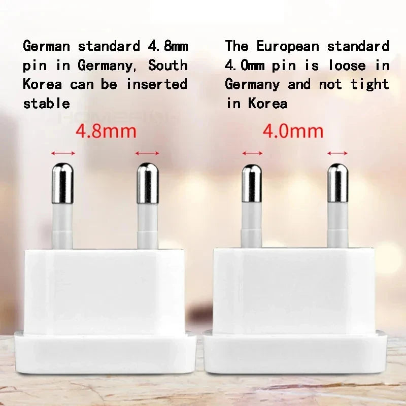 1 Uds. Adaptador de enchufe de alimentación de 4,8mm enchufe de EE. UU. A UE Euro Europa convertidor de enchufe adaptador de viaje salida de convertidor de corriente
