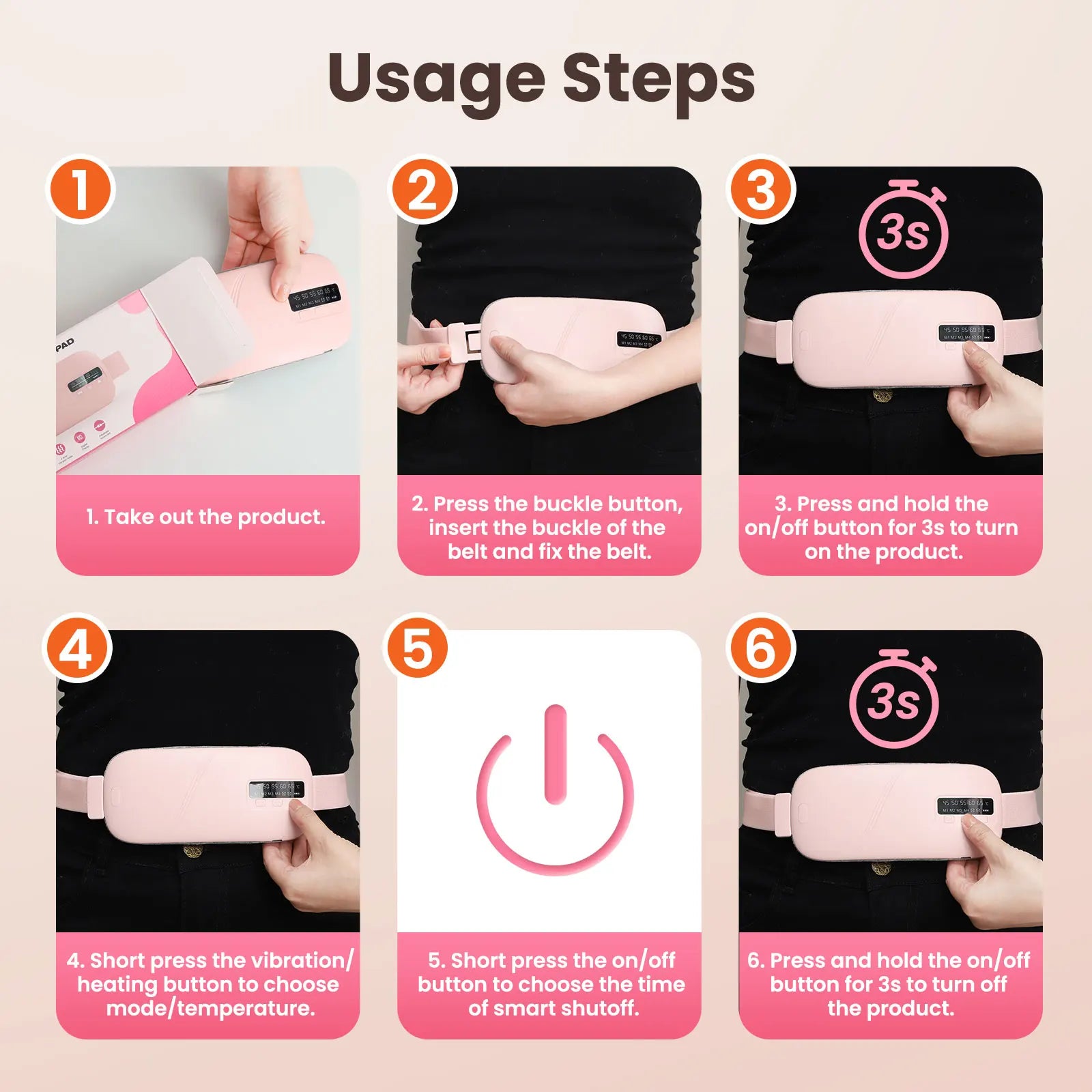 Almohadilla calefactora Menstrual, masajeador Abdominal eléctrico, cinturón de cintura calentado por vibración, cinturón calentador de útero USB para mujeres, cuidado de los períodos