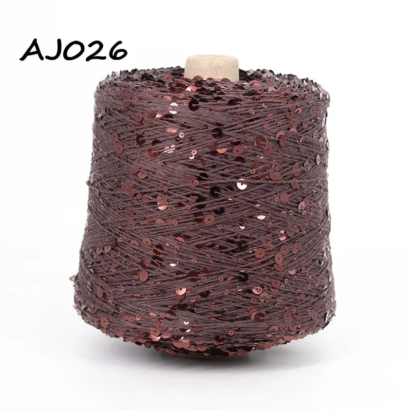 Cooamuu-Hilo de lentejuelas de algodón de lujo, hilo para tejer a mano, 500G/bobina, 3MM + 6MM, accesorios de lentejuelas