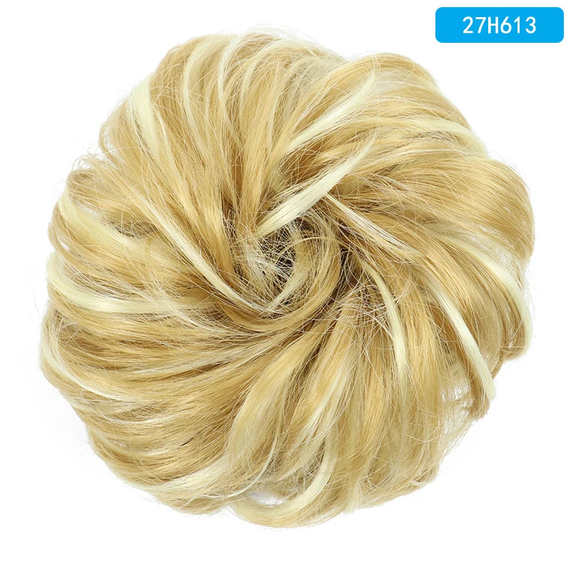 AZQUEEN-extensión de cabello de moño desordenado, banda elástica sintética, moño ondulado rizado, Scrunchies Donut Updo, postizo para mujer