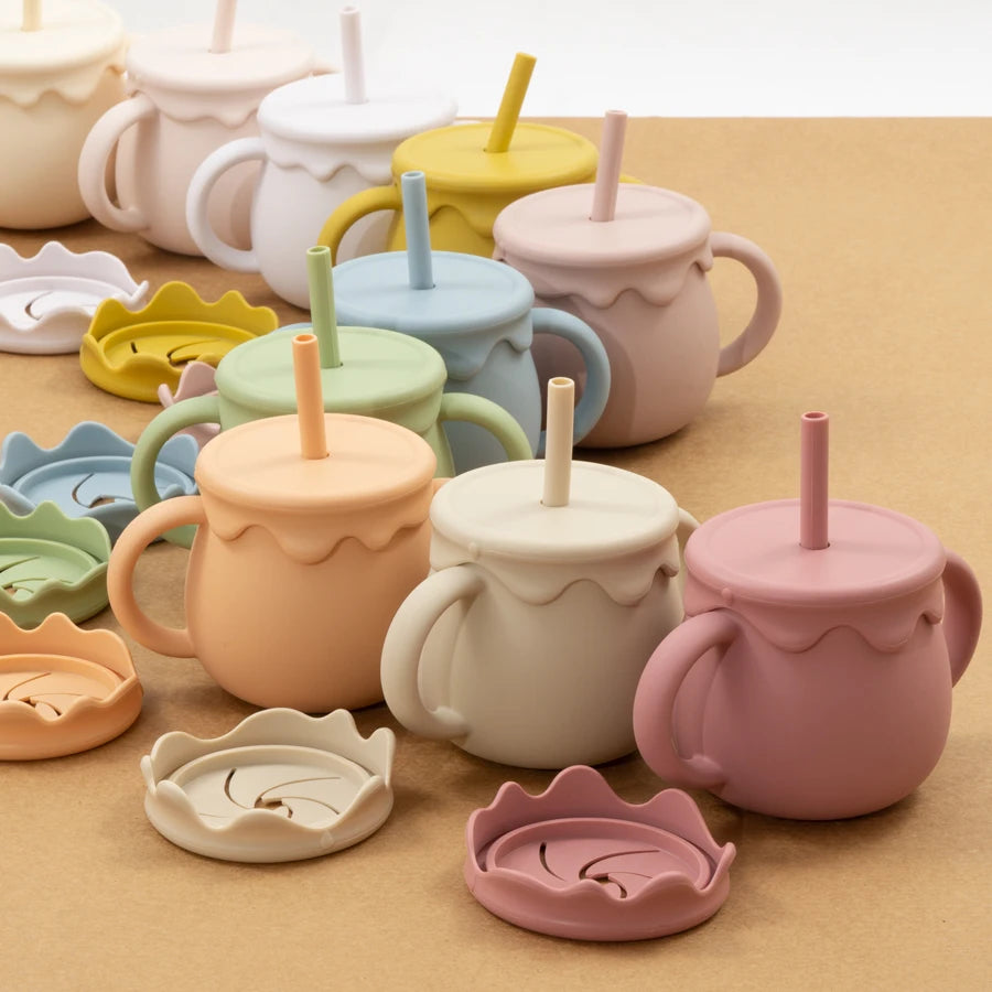 Tazas de alimentación de bebé, vasos portátiles, taza para sorber, contenedor de comida sólida, taza para aperitivos, tazas de aprendizaje para niños pequeños, suministros para recién nacidos