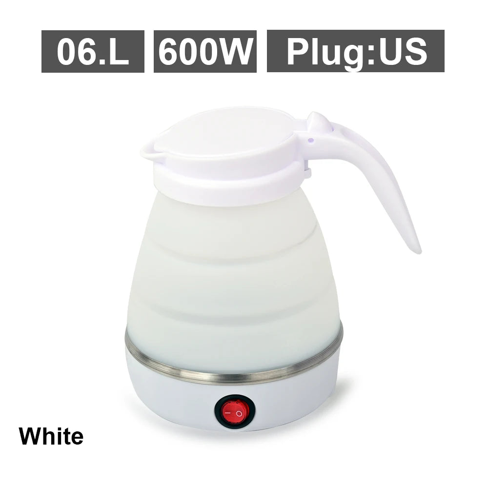 Mini Hervidor eléctrico plegable, Hervidor eléctrico portátil de 0,6l, calentador de agua de viaje para el hogar, compresión de silicona de 110V-220V
