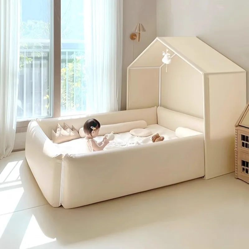 Cuna de seguridad sencilla con barandilla para niños, diseño normal, corralito, camas infantiles, muebles para el hogar