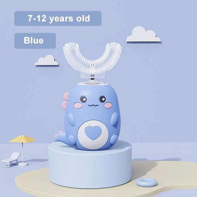 Cepillo de dientes eléctrico para niños, silicona de calidad alimentaria, Oral, carga Usb automática de 360 grados, cepillo de dientes inteligente para niños en forma de U