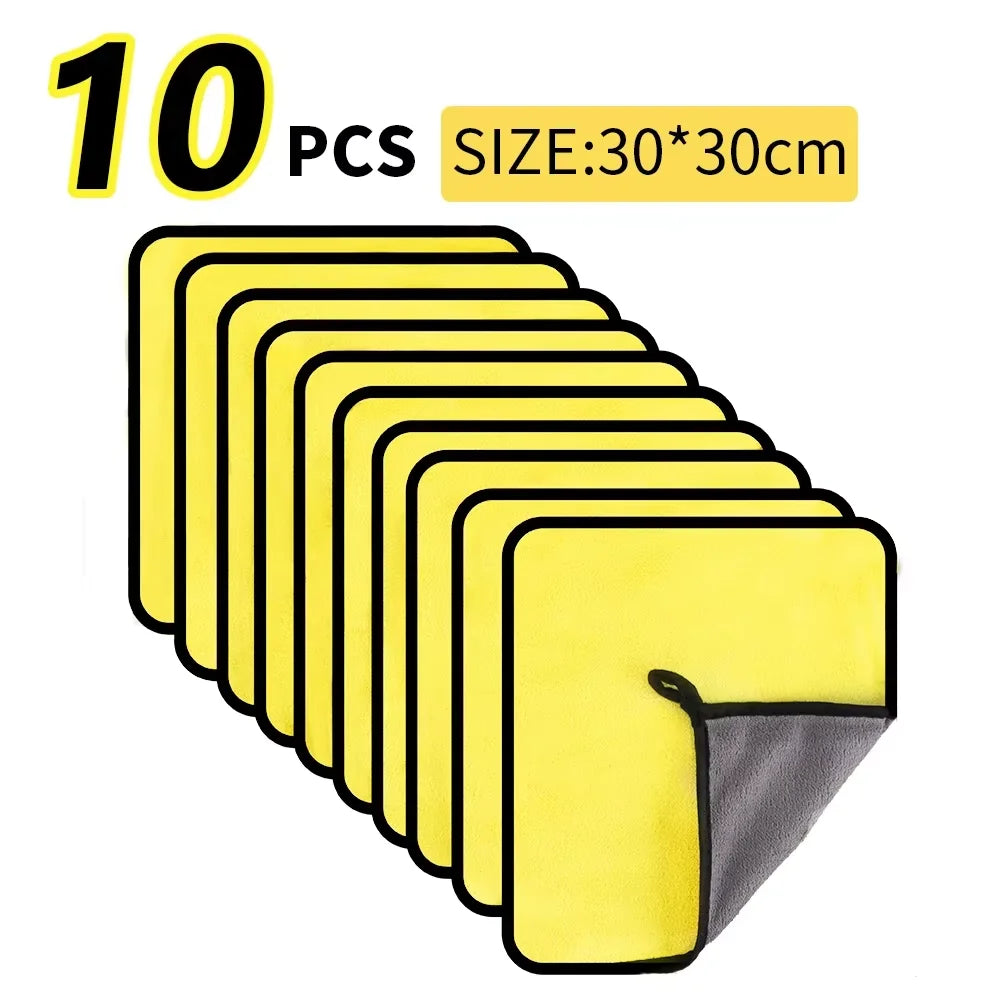 Toallas de limpieza de microfibra para coche, 1/2/3/6/10 Uds., 30x60cm, suaves, de secado rápido para espejos y ventanas, trapos de limpieza, paño de lavado de doble capa