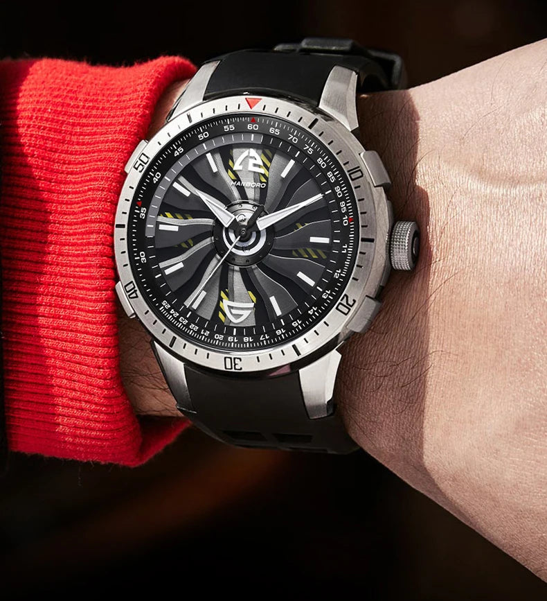 Reloj mecánico con volante ahuecado de HANBOROMen, reloj impermeable luminoso personalizado completamente automático