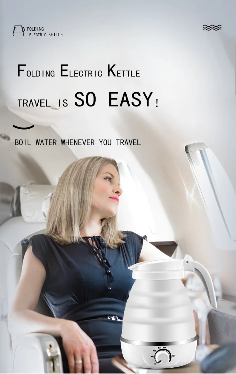 Mini termostato de Hervidor eléctrico plegable portátil para mantener el calor en casa, viajes, negocios, apagado automático, seguridad de acero inoxidable de silicona