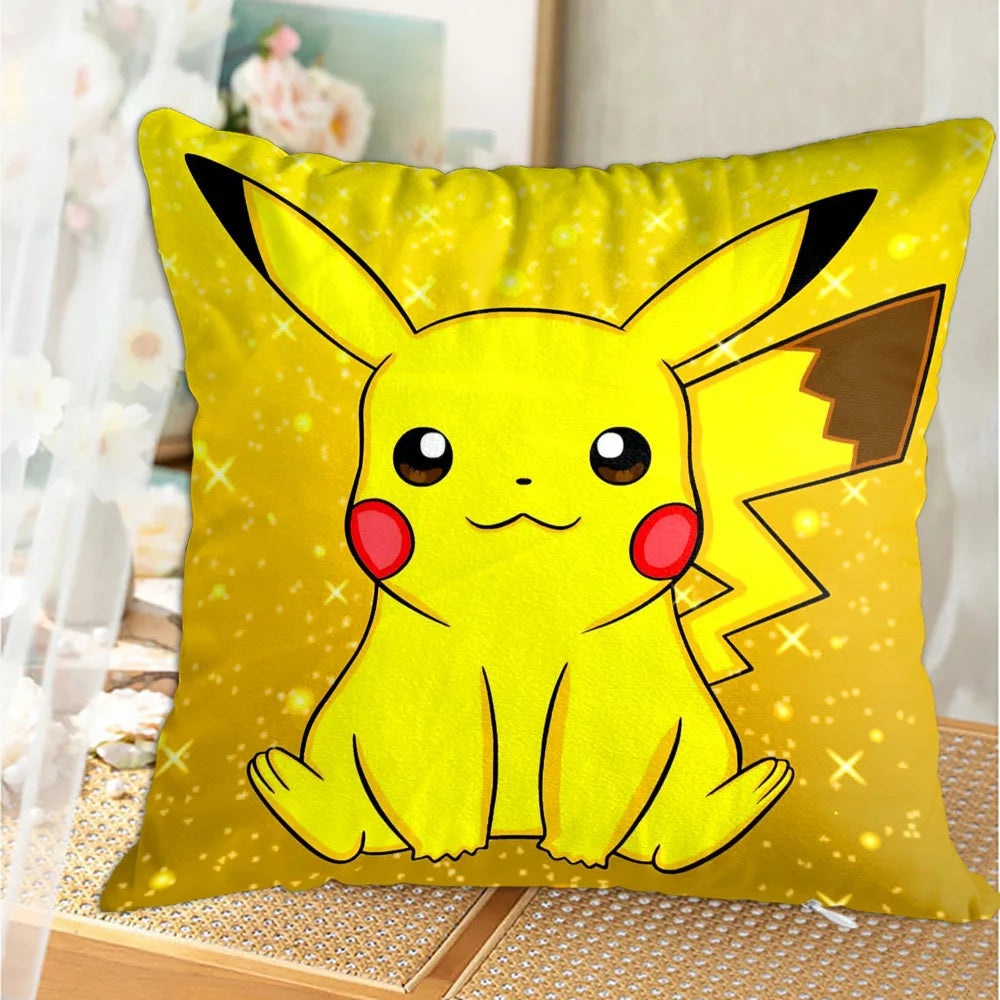 Funda para fundas de almohada Kawaii P-Pilkachuus, funda nórdica para almohada de 45x45, fundas para cojines, almohadas para dormir, decoración decorativa para el hogar