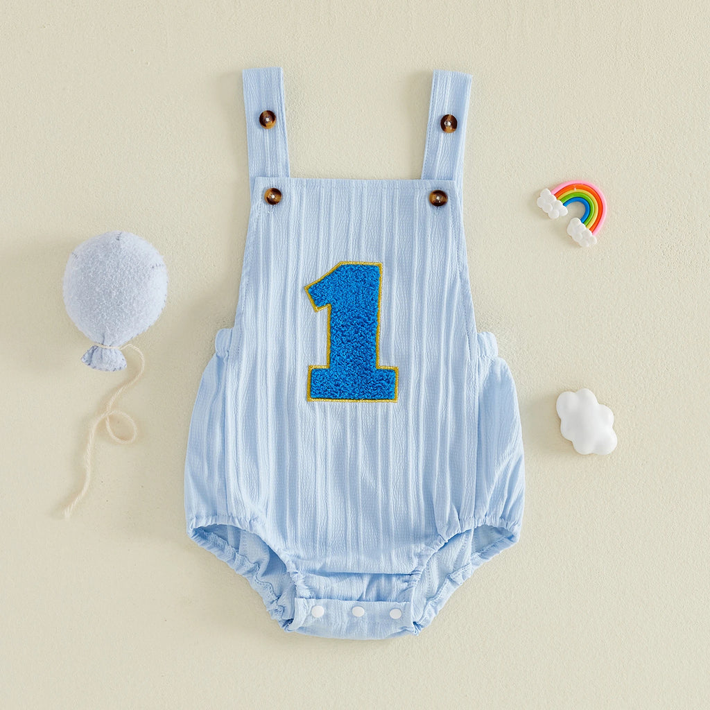 Citgeett-Body de verano para bebés, niñas y niños, mono sin mangas con bordado de números, ropa para jugar