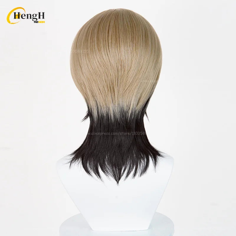 En stock Anime Zanka Guita Enji ‌   Pelucas de Cosplay Rudo Amo Li Glaze, pelo sintético resistente al calor, pelucas para fiesta de Halloween + gorro de peluca