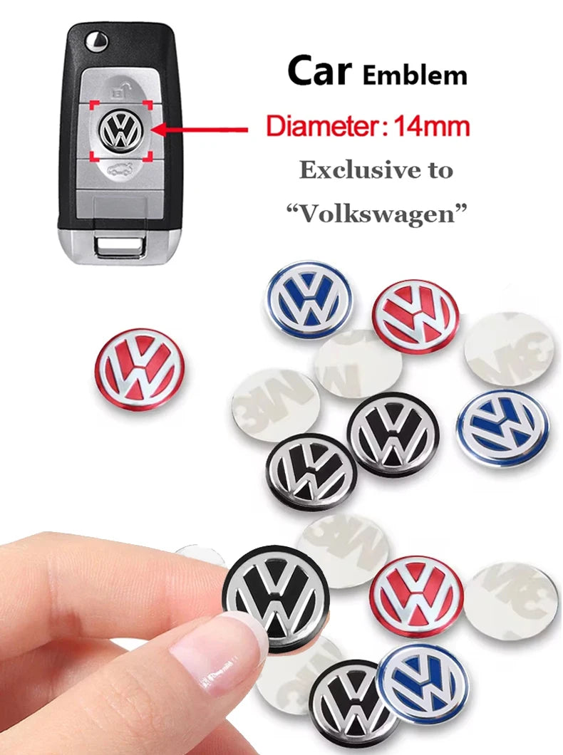 5/10 Uds. Insignia de llave remota de coche de 14MM emblema pegatinas con logotipo de Metal para VW GTI Polo Golf Passat Tiguan Arteon Touareg CC Taigo Caddy Je