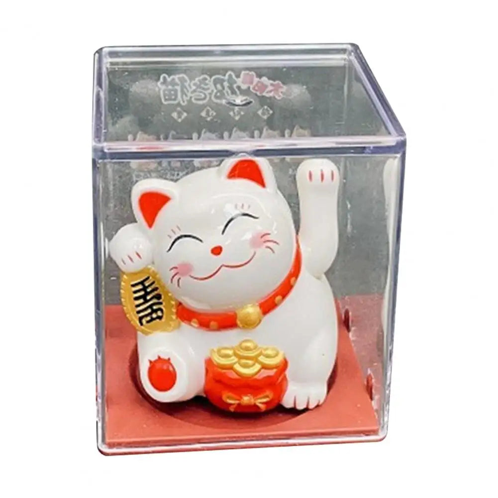 Escultura de gato de la suerte, excelente detalle, Color vibrante, No requiere batería, estatua de gato de la fortuna para Auto