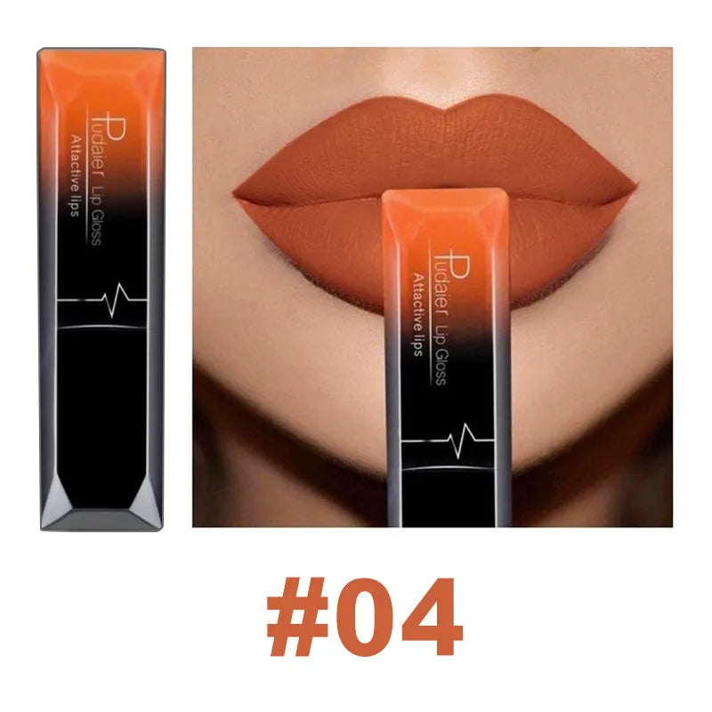 Lápiz labial líquido mate resistente al agua brillo de labios de larga duración tinte Sexy rojo desnudo púrpura lápices labiales metálicos cosméticos de maquillaje
