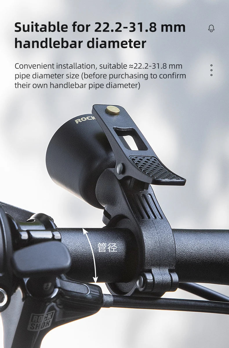 ROCKBROS timbre de cobre para bicicleta de acero inoxidable bocina de bicicleta anillo de advertencia para manillar alarma de sonido para ciclismo accesorios para bicicleta MTB