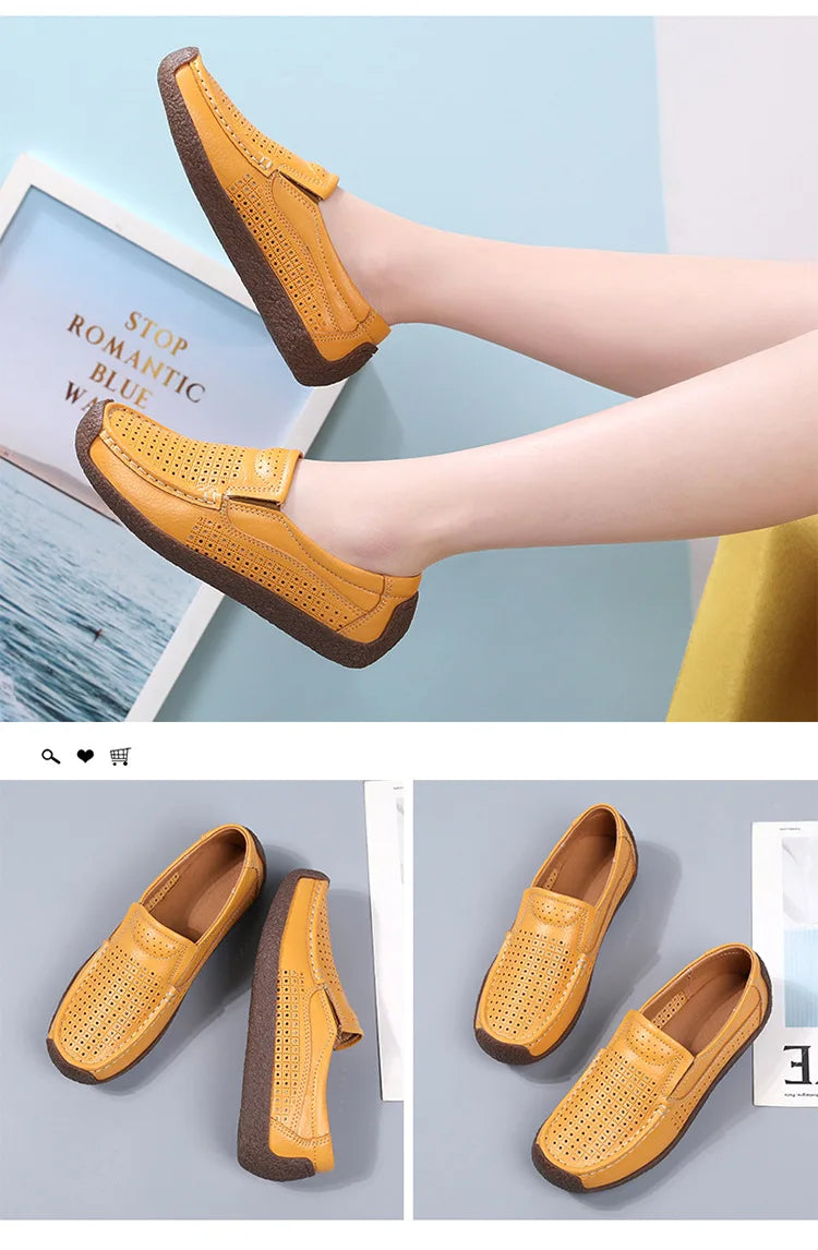 Zapatos informales De cuero genuino para Mujer, zapatillas De ocio, mocasines sin cordones De marca De lujo para Mujer, mocasines suaves para Mujer, Zapatos De Mujer